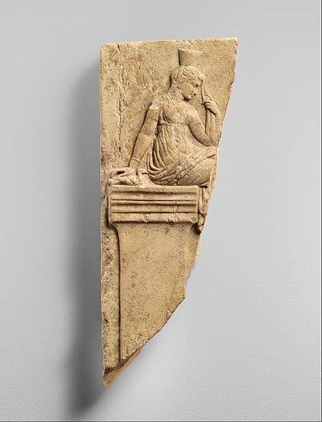 A Roman relief depicting Peitho, circa 1st century B.C.E. (The Metropolitan Museum of Art).