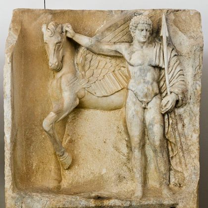 Statue of Bellerophon petting Pegasus, from Geyre, Turkey (1st century AD)