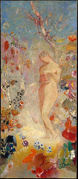 Pandora, Odilon Redon's c. 1914 oil painting depicting Pandora as an innocent Eve