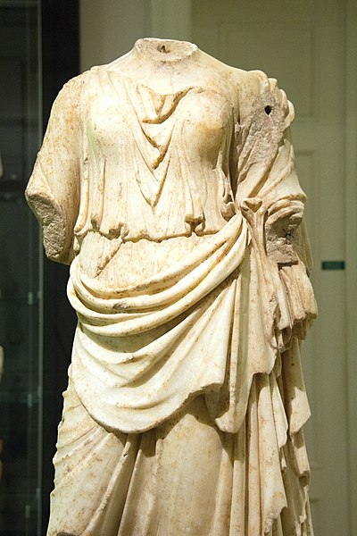 Nemesis marble statue, Roman copy of classical work, Prague Kinsky
