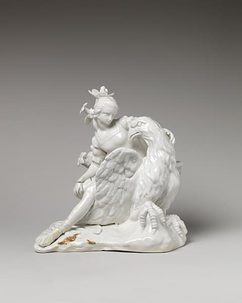Figurine of Ganymede caressing Zeus in the form of an eagle.