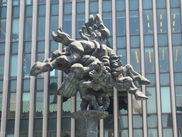 Bellerophon Taming Pegasus (1977) by Jacques Lipchitz (1891–1973). Columbia University, New York City (June 2014)