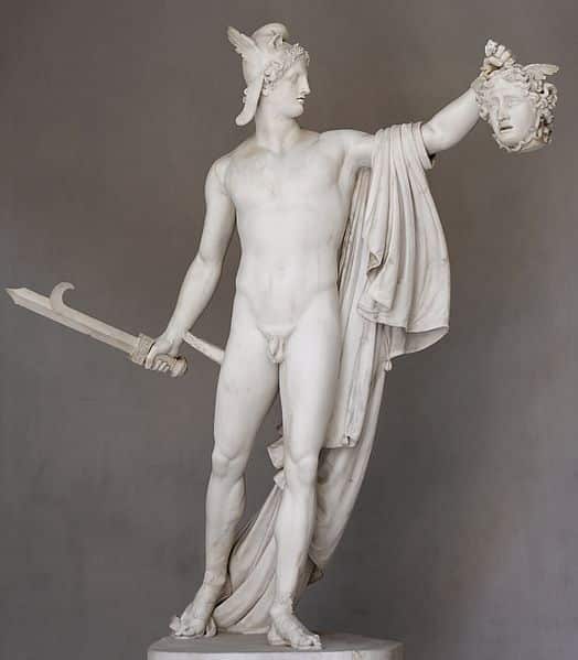 Marble statue of PErseus after he cut off the head of Medusa.
