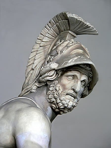 Menelaus, wearing a helmet.