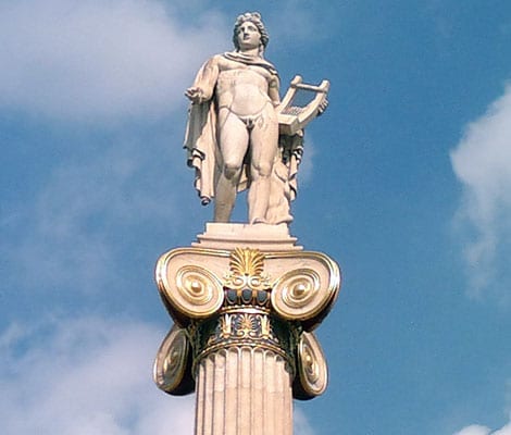 Majestic statue of Apollo