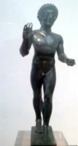 Bronze Apollo figurine signaling epiphany