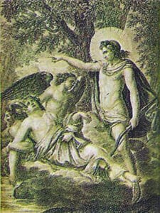 Apollo caring for Sarpedon's body with oil