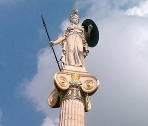 Majestic statue of Athena at the Academy of Athens