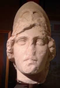 Head of Athena adorned with a Corinthian helmet