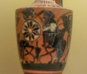 Lekythos pottery with Athena's depiction from Ancient Agora