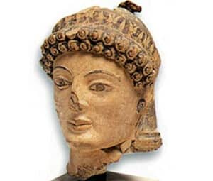 Terracotta head sculpture of Athena