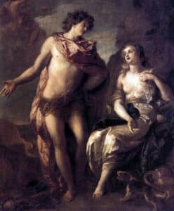 Dionysus and Ariadne in a serene setting