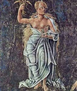 Triumphant depiction of Ceres, symbolizing the month of August.