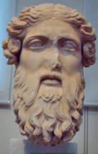 Sculpted head of Dionysus, god of festivities