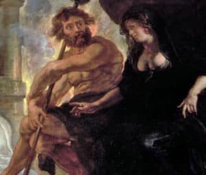 Hades and Persephone observing Orpheus and Euridice