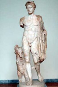 Statue of Hermes holding a ram