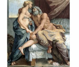 Hera standing beside Zeus, both in regal posture.