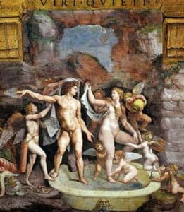 Mars and Venus Venus and mars Bathing Painting by Giulio Romano