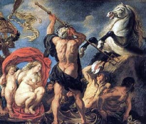 Poseidon showcasing his creation of the horse