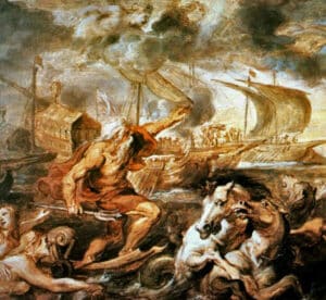 Poseidon summoning a stormy tempest