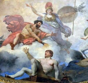 The Creation of Man Prometheus creating man in the presence of Athena Painting by Jean Simon Berthelemy