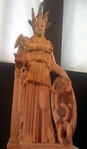 Detailed sculpture replicating the Athena Parthenos