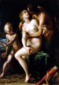 Aphrodite with Eros and Satyr
