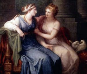 Aphrodite persuading Helen for Paris