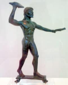Bronze Zeus holding a thunderbolt and an eagle