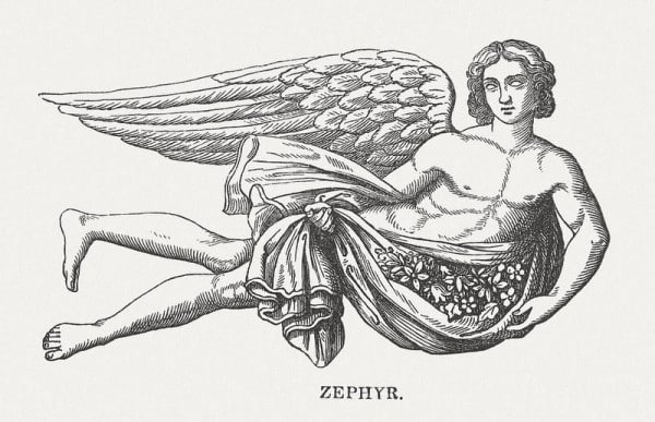 Zephyr, Greek god of the west wind, published 1878.