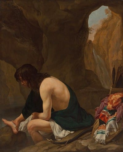 Philoctetes on the island of Lemnos, tending his wound