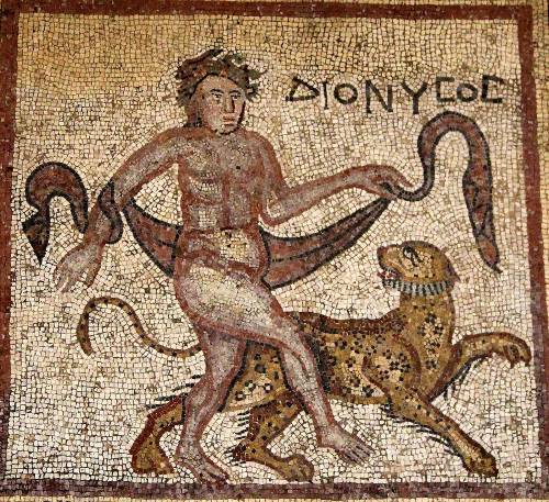 Zagreus/ Dionysos dancing with a serpent & a panther