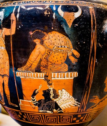 Oineus and Periboia depiction on a vase