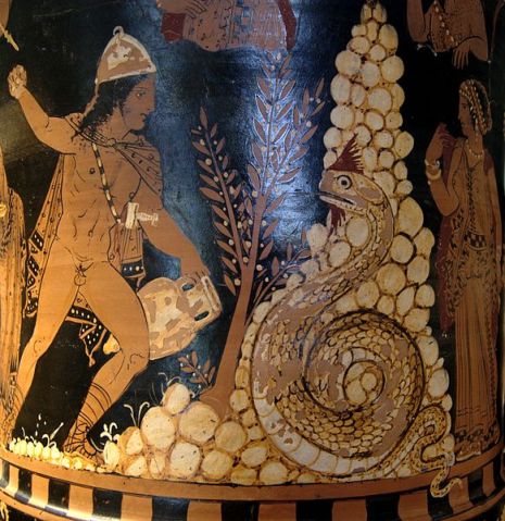 3rd century BC painting of Cadmus slaying the dragon, from the Louvre in Paris, France
