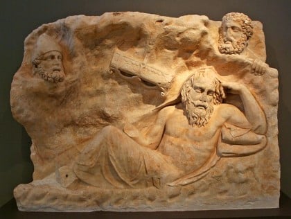 Marble slab with the Recall of Philoctetes – Archeological Museum of Brauron