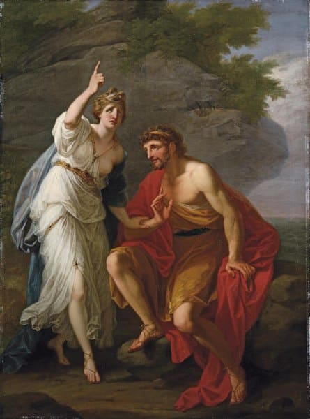 ypso calling heaven and earth to witness her sincere affection to Ulysses by Angelica Kauffman (18th-century)