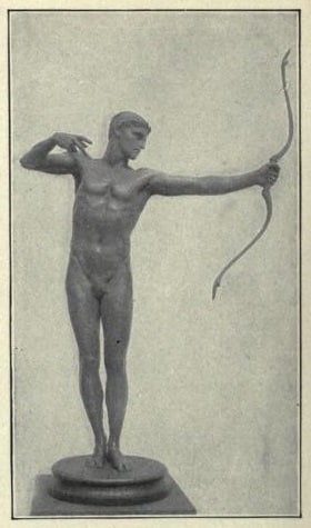 The bronze statue of Homeric bowman Teucer (1882) by Sir William Hamo Thornycroft, RA.