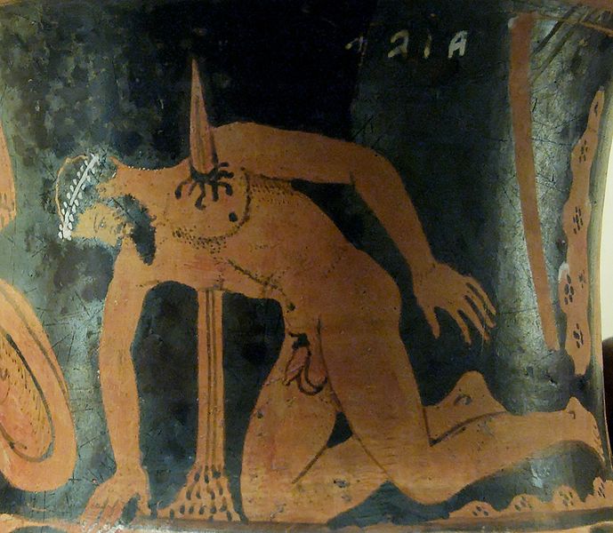 The suicide of Ajax. Etrurian red-figured calyx-krater, c. 400–350 BC.