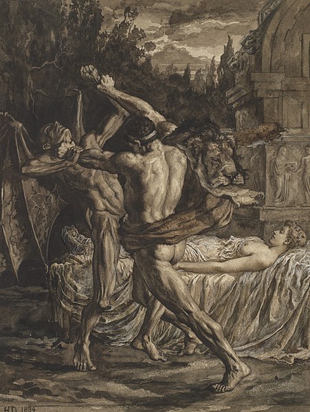 Hercules wrestling with death for the soul of alcestis