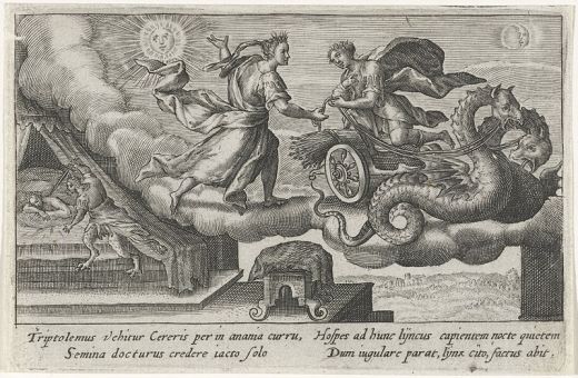 Triptolemus receives the chariot from Ceres Metamorphoses by Ovid