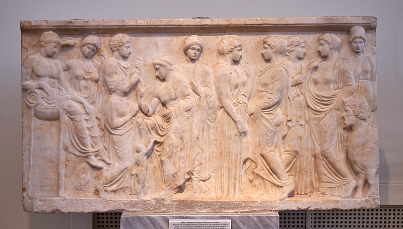 Xenokrateia Relief commemorates the foundation of a sanctuary to the river god Cephissus.
