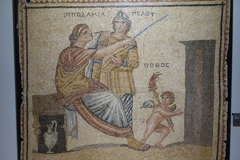 Hippodamia and Pelops in an ancient mosaic